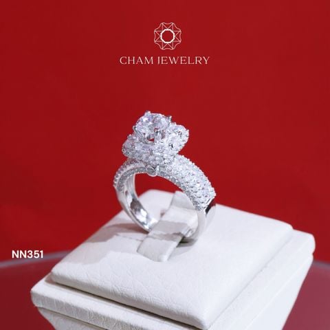 Nhẫn CHAM JEWELRY NN351, Xoàn Vuông Chủ 6mm ( Barcode TNN1210).