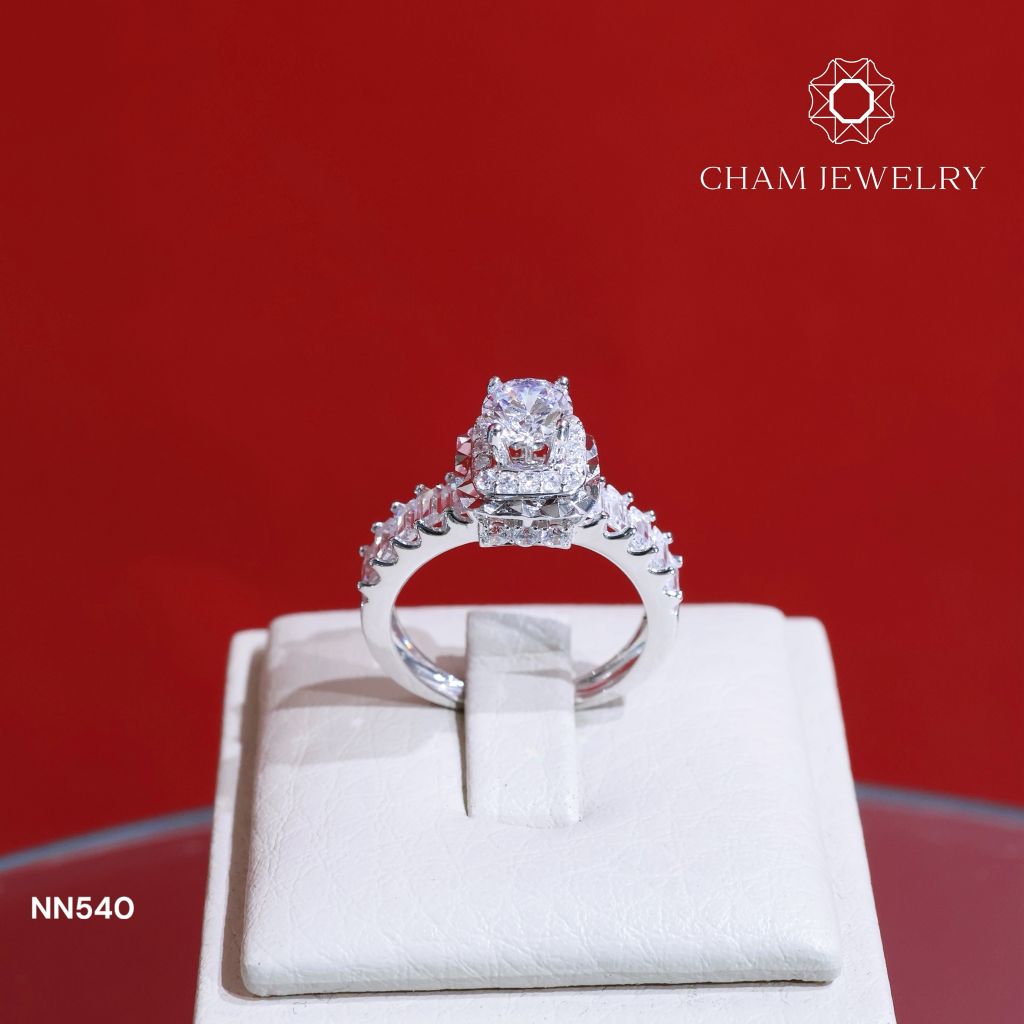 Nhẫn Nữ NN540 CHAM JEWELRY,Xoàn Vuông  Chủ 5.5mm (Barcod TNN1524).