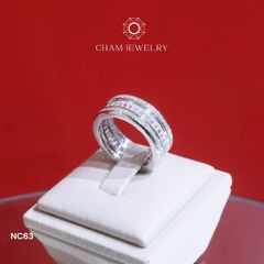 Nhẫn NC63 CHAM JEWELRY, Full Kim Cương Moissanite, Bản 8.0mm (Barcode ONNU88)