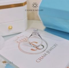 Nhẫn NN344 CHAM JEWELRY, Nhẫn HaLo Xoàn Hoa Chủ 5.5mm ( Barcode TNN1247).