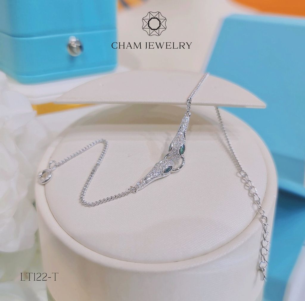 Lắc Tay CHAM JEWELRY LT122, Lắc Tay Rắn Bạch Kim Và Vàng Hồng, Free Size (Barcode CSL70272).