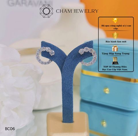 Hoa Tai CHAM JEWELRY BC06, Full Moissanite Cao Cấp (Barcode TFM26).