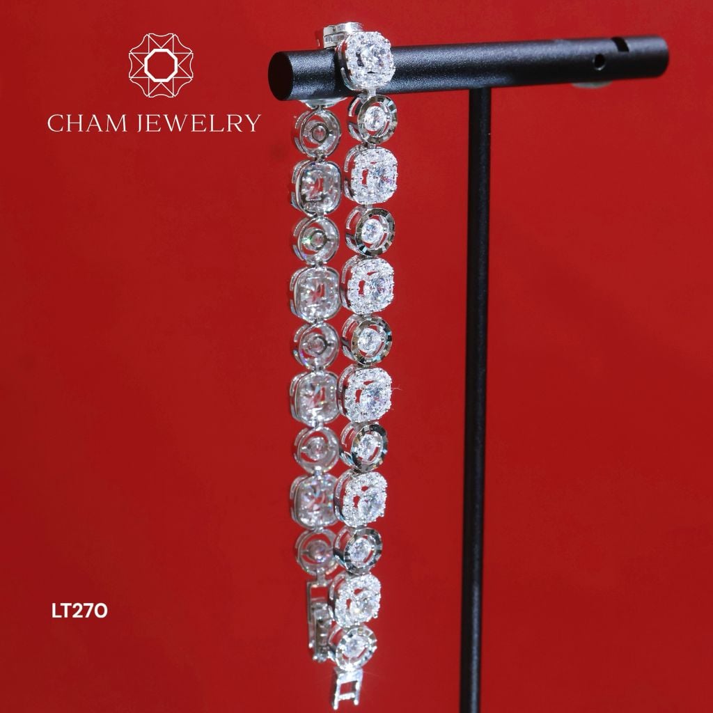 Lắc Tay LT270 CHAM JEWELRY, Lắc Xoàn Vuông Chủ 4.0mm (Barcode TLT1273).