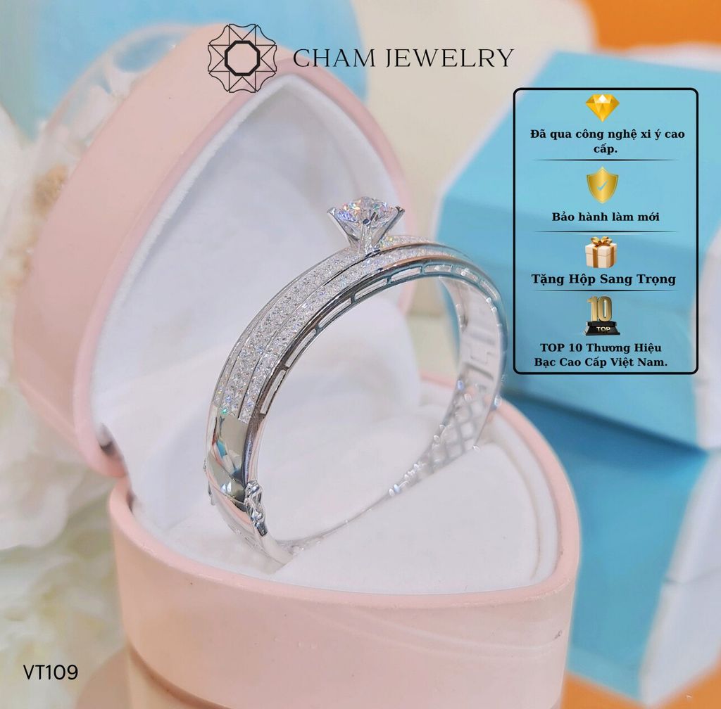 Vòng Tay CHAM JEWELRY VT109, Vòng Xoàn 1 Hột (Barcode CV6208).