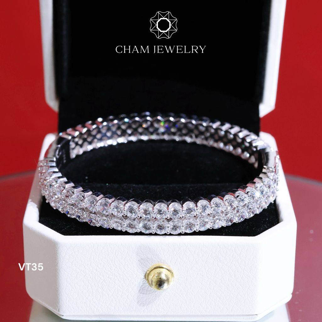 Vòng Tay CHAM JEWELRY VT35, 2 Hàng Đá 3.0mm ( Barcode TV42).