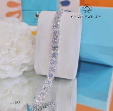 Lắc Tay LT110 CHAM JEWELRY, Xoàn Vuông Chủ 4.0mm ( Barcode TLT1019).