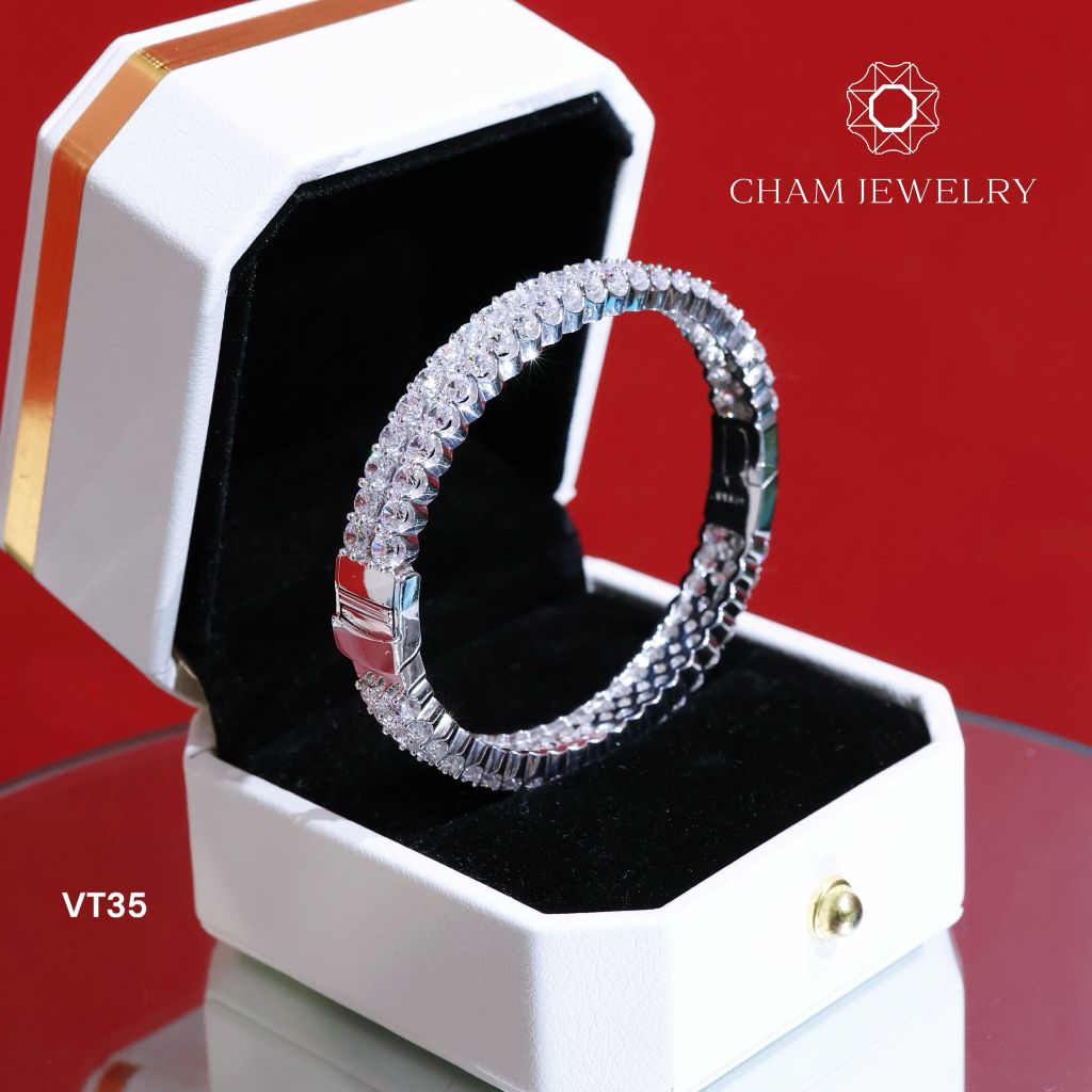 Vòng Tay CHAM JEWELRY VT35, 2 Hàng Đá 3.0mm ( Barcode TV42).