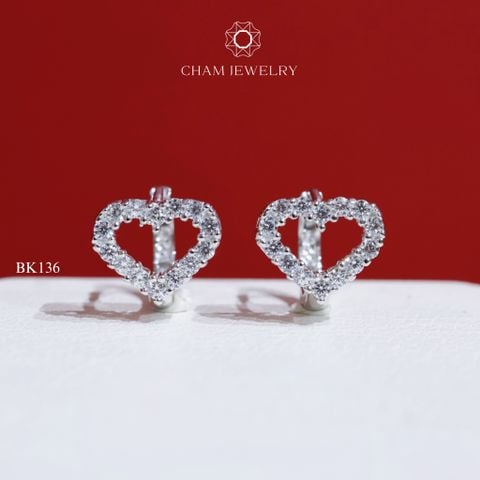 Hoa Tai BK136 CHAM JEWELRY, Trái Tim Chủ 1.5mm.