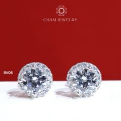 Hoa Tai BV05 CHAM JEWWLRY, Chủ 6.0mm (Barcode TBV31 ).