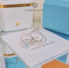 Nhẫn NN318 CHAM JEWELRY, Nhẫn Xoàn Tim Đá Nam Phi 8.0mm Cao Cấp (Barcode TNN239).