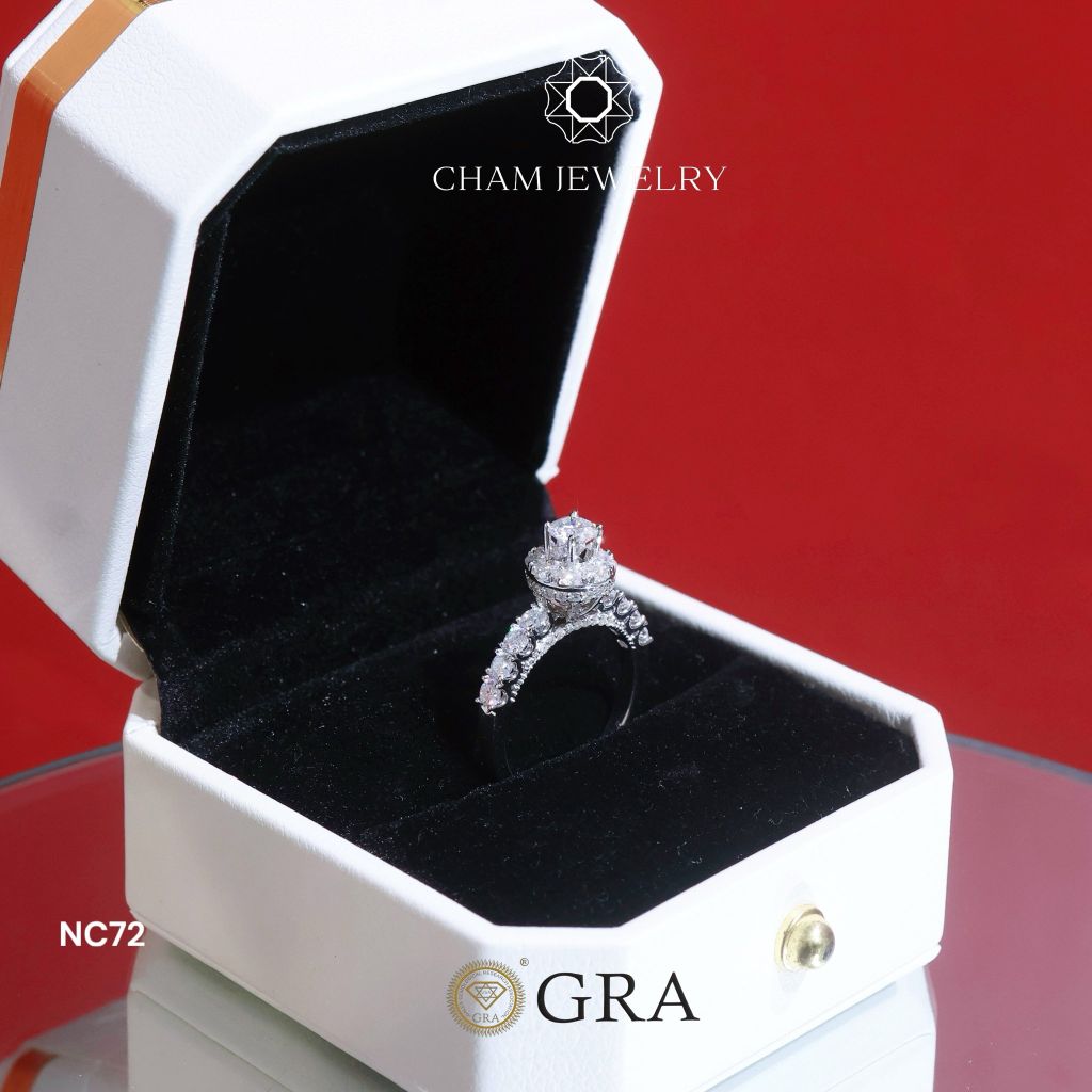 Nhẫn NC72 CHAM JEWELRY, Full Kim Cương Moissanite, Chủ 4.5mm (Barcode ONNU77)