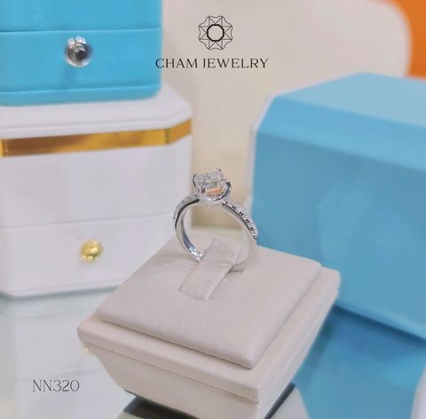 Nhẫn NN320 CHAM JEWELRY, Nhẫn Xoàn Đá Vuông Đá Nam Phi 6.0mm Cao Cấp (Barcode TNN1244).