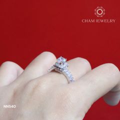 Nhẫn Nữ NN540 CHAM JEWELRY,Xoàn Vuông  Chủ 5.5mm (Barcod TNN1524).