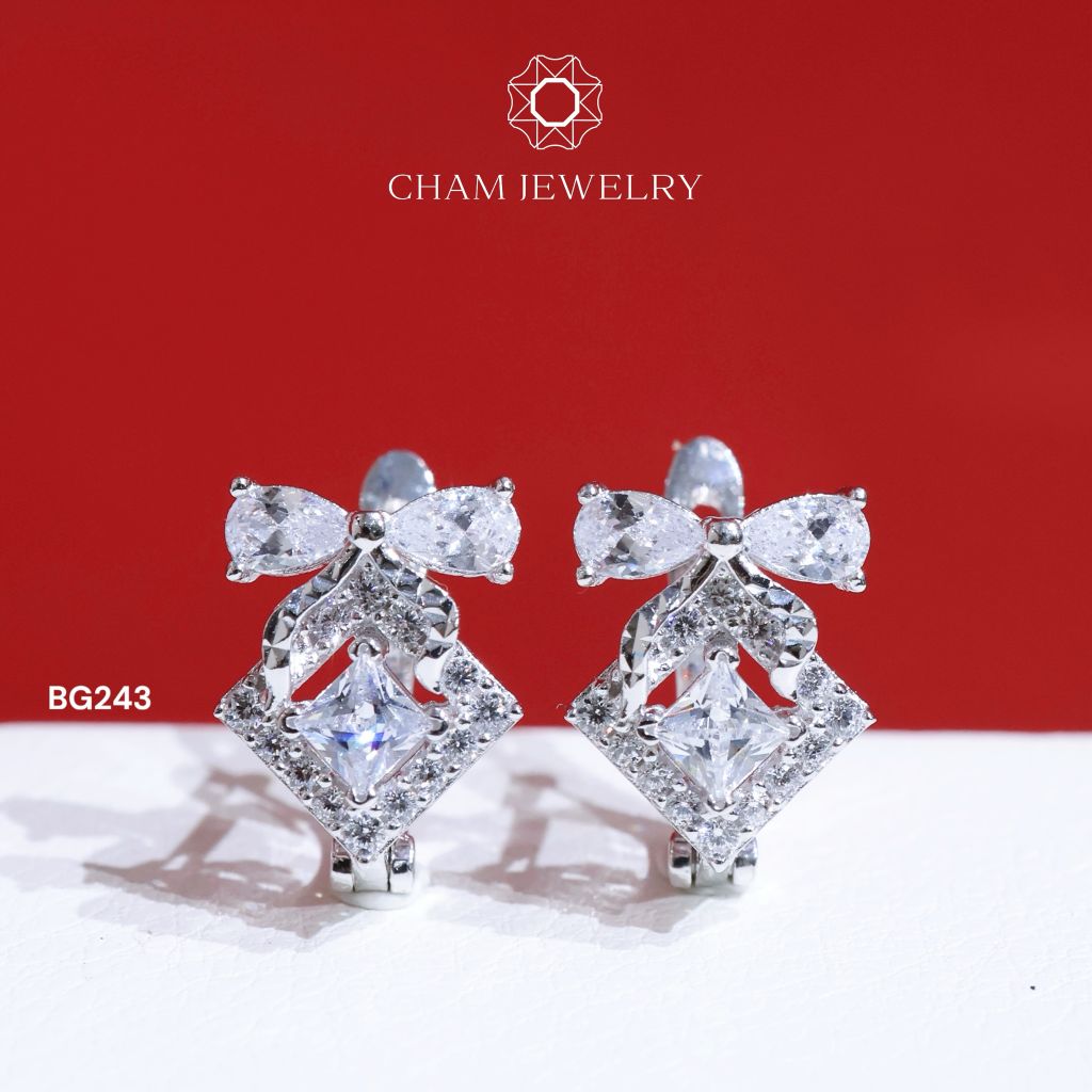Hoa Tai BG243 CHAM JEWELRY, Chủ 3.5mm (Barcode TBG868).