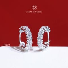 Hoa Tai CHAM JEWERLY BK22, Khoen Tròn Full Đá 2.5mm (Barcode TBK124).