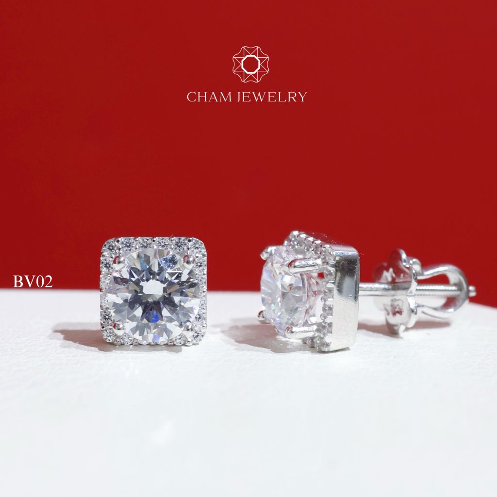 Hoa Tai CHAM JEWWLRY BV02, Chủ 6.0mm (Barcode TBV19 - TBV371 ).