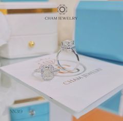 Nhẫn NN319 CHAM JEWELRY, Nhẫn Xoàn  Nhật Đá Nam Phi 6x8mm Cao Cấp (Barcode TNN1241).