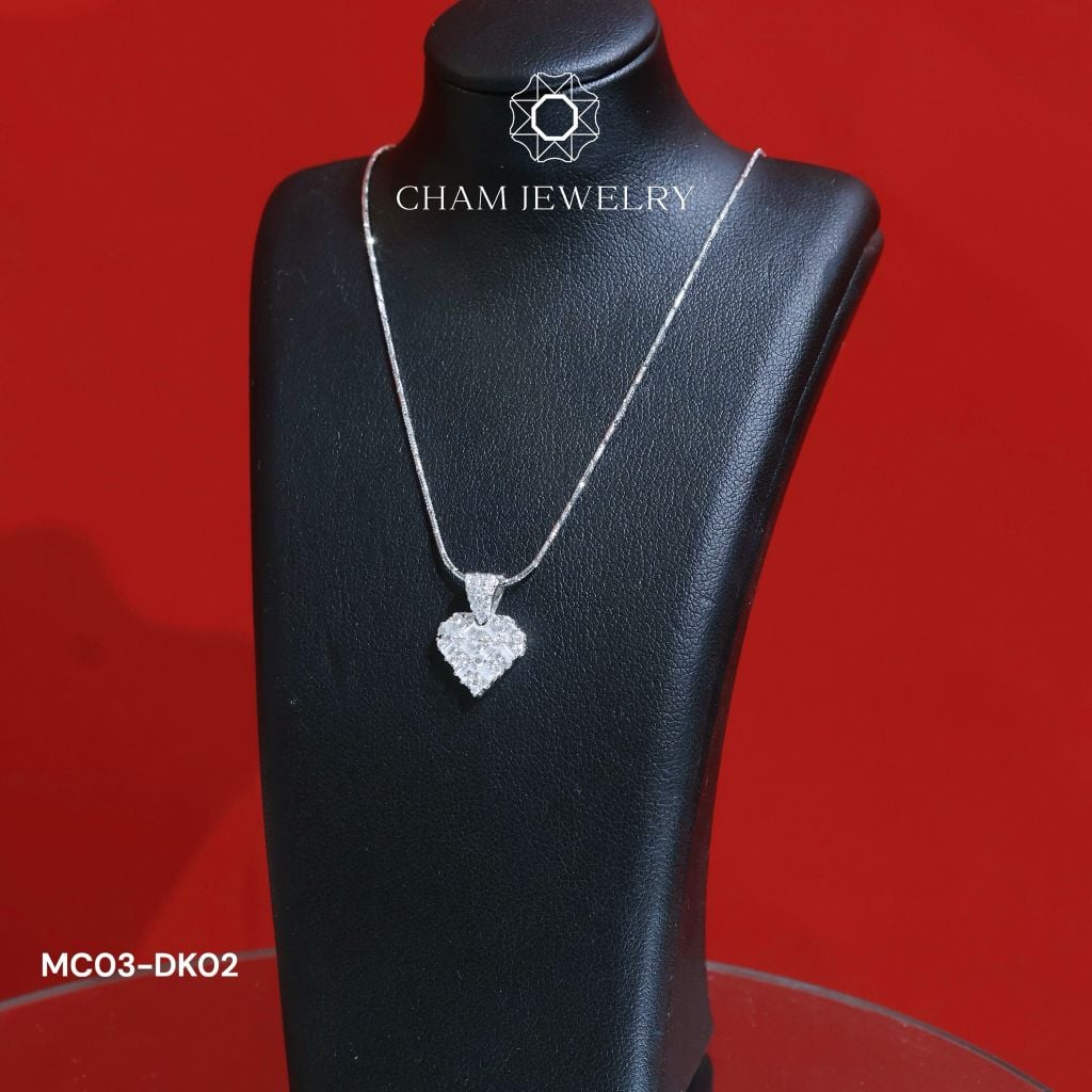 Dây Chuyền CHAM JEWELRY MC03-DK02 45cm ,Trái Tim Full Moissanite  (Barcode TFM17).