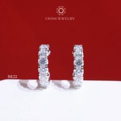 Hoa Tai CHAM JEWERLY BK22, Khoen Tròn Full Đá 2.5mm (Barcode TBK124).