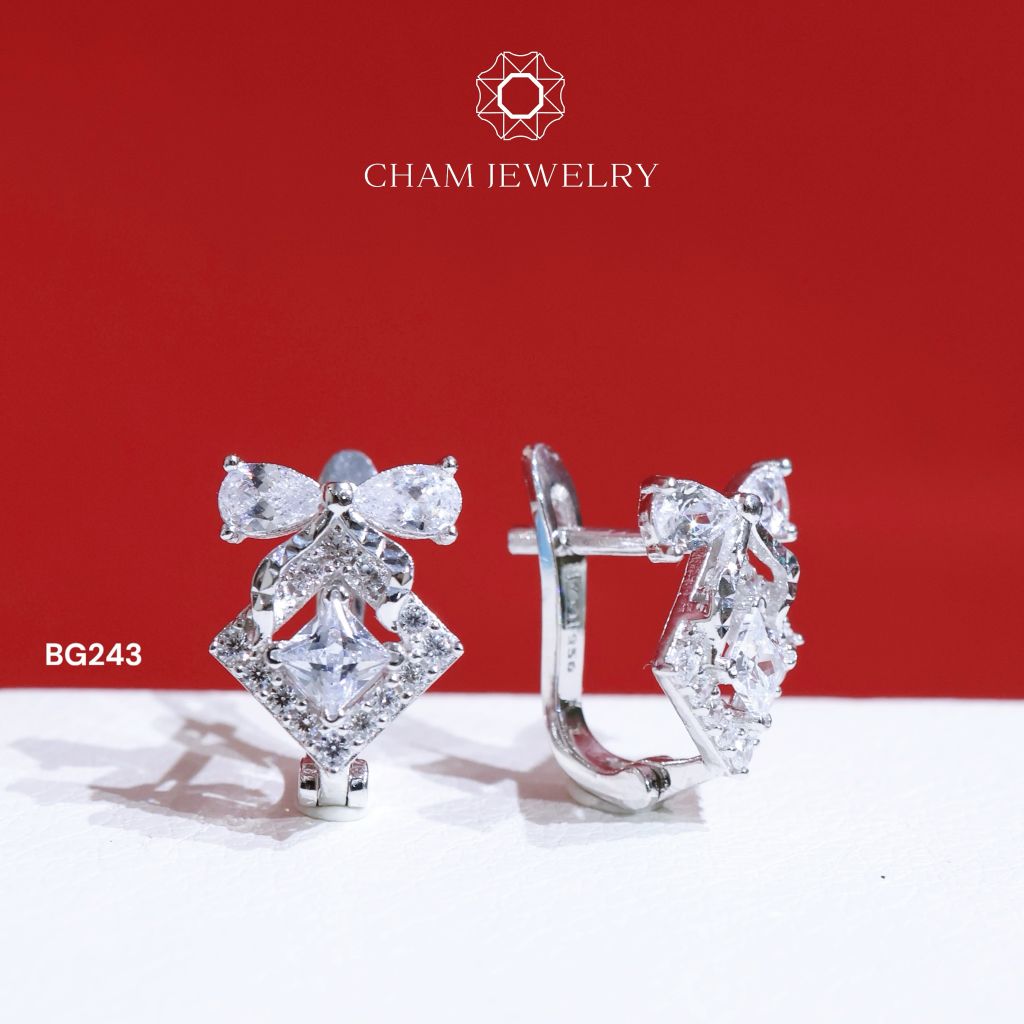 Hoa Tai BG243 CHAM JEWELRY, Chủ 3.5mm (Barcode TBG868).