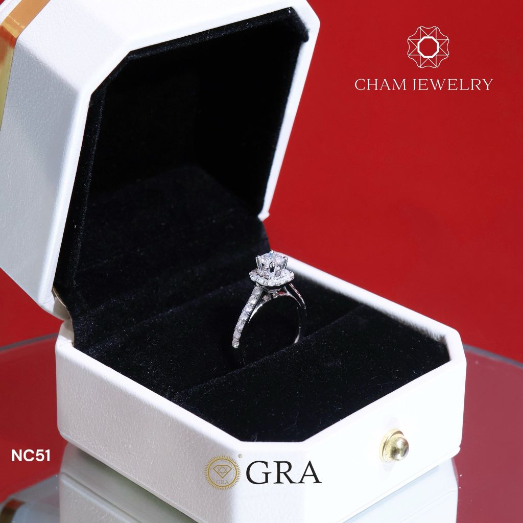 Nhẫn NC51 CHAM JEWELRY, Full Kim Cương Moissanite 4.5mm (Barcode ONNU01).