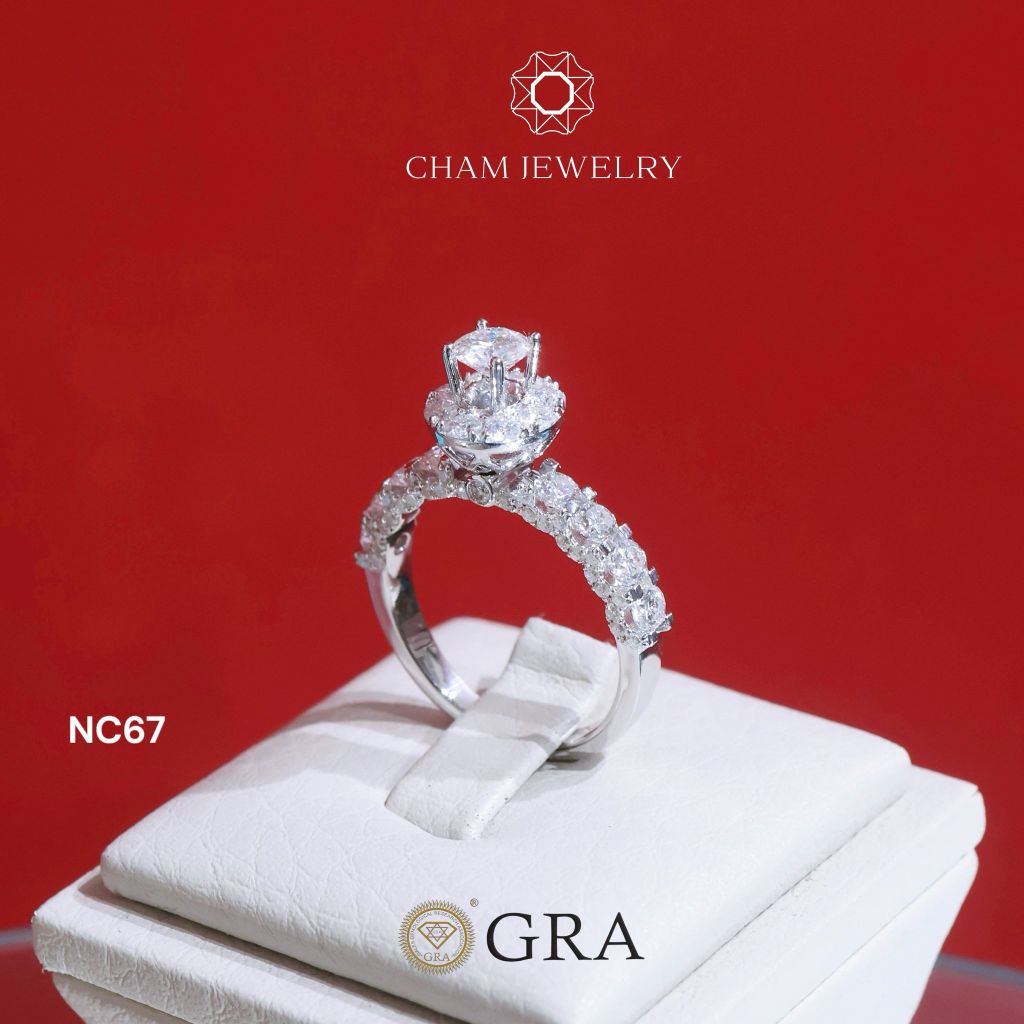 Nhẫn NC67 CHAM JEWELRY, Full Kim Cương Moissanite, Chủ 4.5mm (Barcode ONNU79)