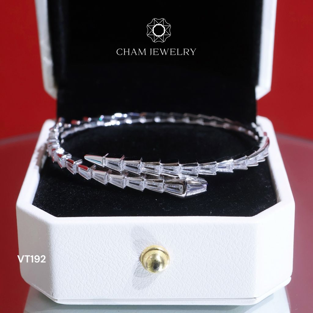 Vòng Tay VT192 CHAM JEWELRY, Vòng Rắn Full Baget Đá Cao Cấp (Barcode TVB309V - CV107554)