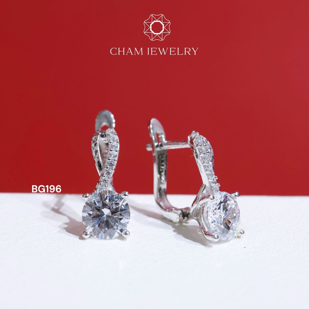 Hoa Tai BG196 CHAM JEWELRY, Chủ 6.0mm (Barcode TBG805).