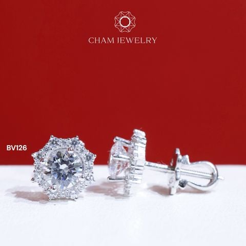 Hoa Tai CHAM JEWELRY BV126 , Bông Tròn Tia Chủ 5mm ( Barcode TBV392).