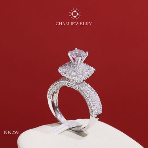Nhẫn CHAM JEWELRY NN259, Halo Vuông Chủ 6.0mm (Barcode TNN1050).