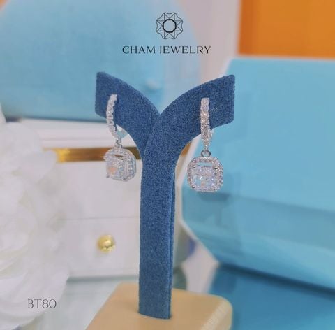 Hoa Tai CHAM JEWELRY BT80, Chủ Đá Nam Phi 6.0mm(Barcode TBT666).