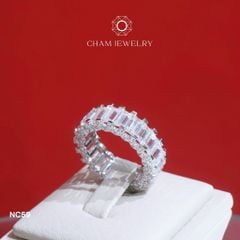 Nhẫn NC59 CHAM JEWELRY, Full Kim Cương Moissanite ,Bản 5.0mm ( Barcode ONNU80)