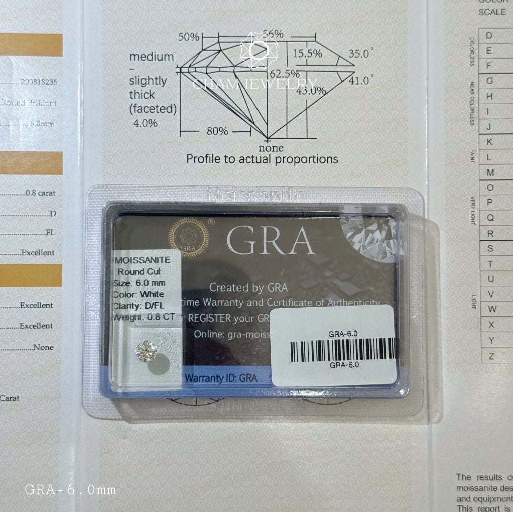 ĐÁ MOISSANITE KIỂM ĐỊNH GRA