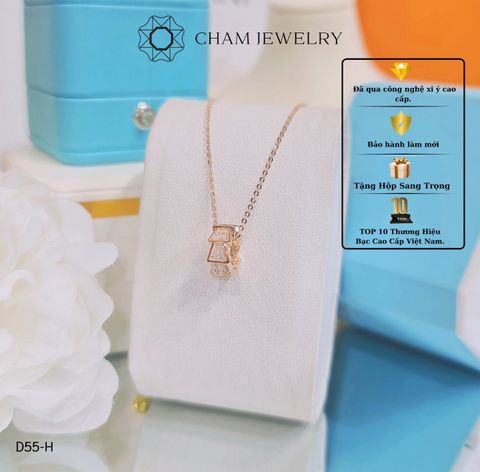 Dây Chuyền CHAM JEWELRY D55, Dây Liền Mặt Rắn Xi Vàng Hồng (Barcode CXL5604).
