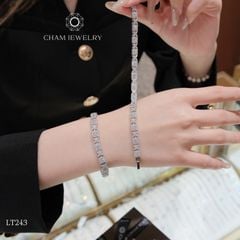 Lắc Tay LT243 CHAM JEWELRY, Full Xoàn Vuông Hoa Chủ 3.0mm(Barcode TLT1048).