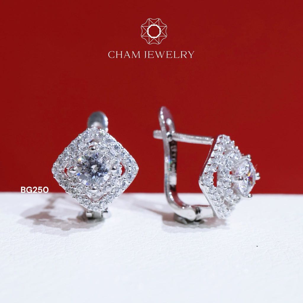Hoa Tai BG250 CHAM JEWELRY , Chủ 4.0mm (Barcode TBG776).