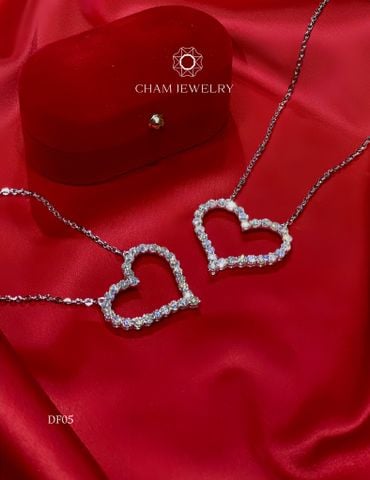 Dây Chuyền CHAM JEWELRY DF05, Trái Tim Moissanite 3.0mm (Barcode TFM0023- TDBC0359).