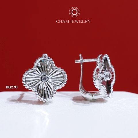 Hoa Tai BG270 CHAM JEWELRY, Cỏ 4 Lá Chạm Máy (Barcode TBG939).