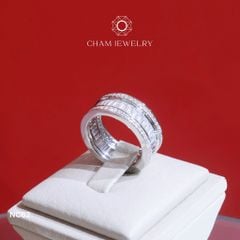 Nhẫn NC62 CHAM JEWELRY, Full Kim Cương Moissanite, Bản 8.0mm (Barcode ONNU78)