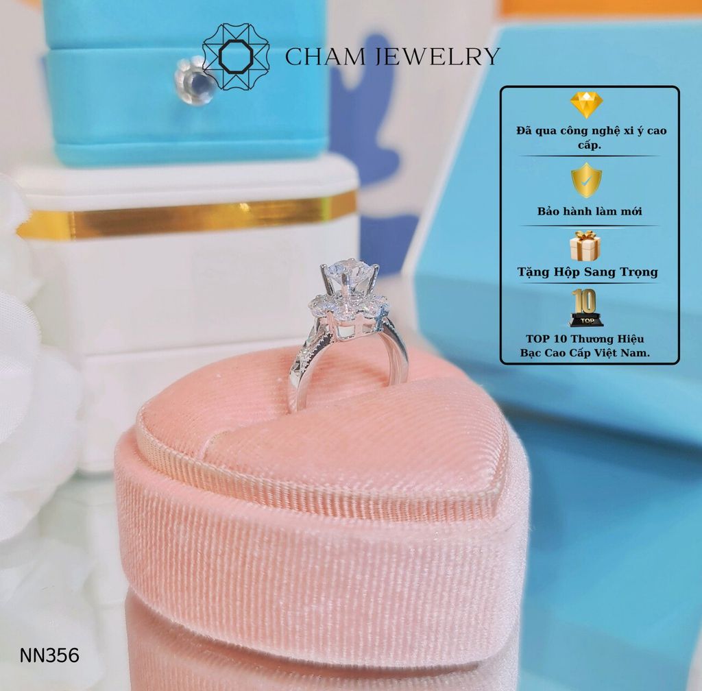 Nhẫn NN356 CHAM JEWELRY, Chủ 6,5mm ( Barcode TNN1219).