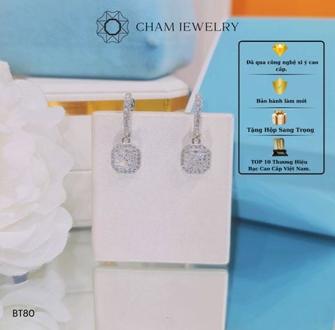 Hoa Tai CHAM JEWELRY BT80, Chủ Đá Nam Phi 6.0mm(Barcode TBT666).