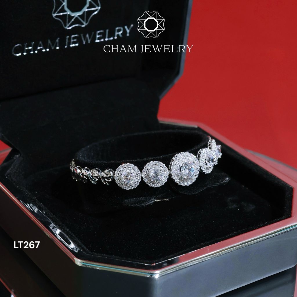 Lắc Tay LT267 CHAM JEWELRY, Lắc Xoàn Tròn Chủ 6.0mm (Barcode TLT1248).
