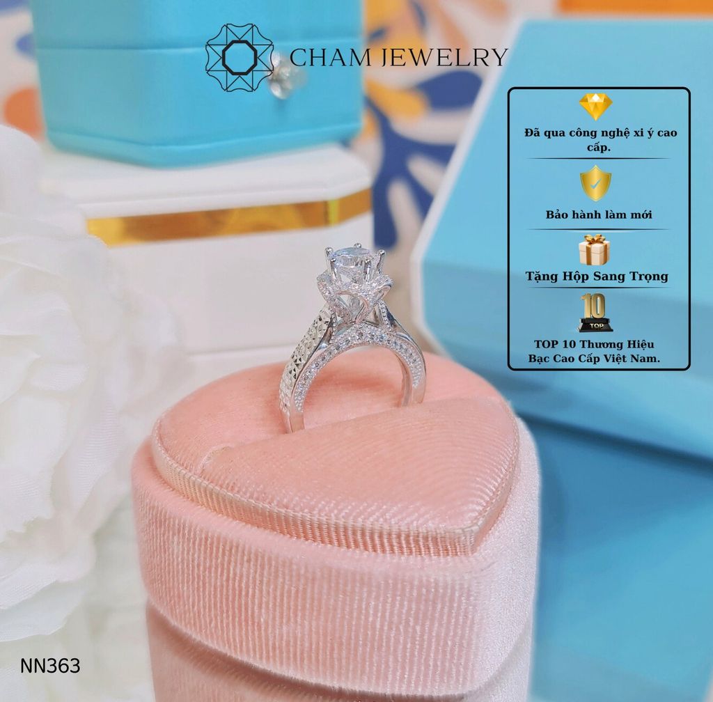 Nhẫn NN363 CHAM JEWELRY, Xoàn Hoa Chủ 6.5mm ( Barcode CN007375).