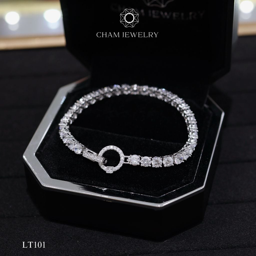 Lắc Tay LT101 CHAM JEWELRY, Tenis Full Đá 4.0mm Khóa Tròn ( Barcode TLT1133).
