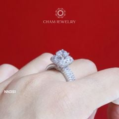 Nhẫn CHAM JEWELRY NN351, Xoàn Vuông Chủ 6mm ( Barcode TNN1210).