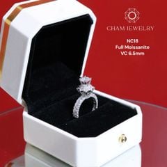 Nhẫn NC18 CHAM JEWELRY, Chủ 6.5mm Full Moissanite Cao Cấp (Barcode TVM44).