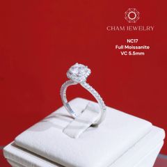 Nhẫn CHAM JEWELRY NC17, Full Moissanite Chủ 5.5mm 58 Giác USA (Barcode TVM40).