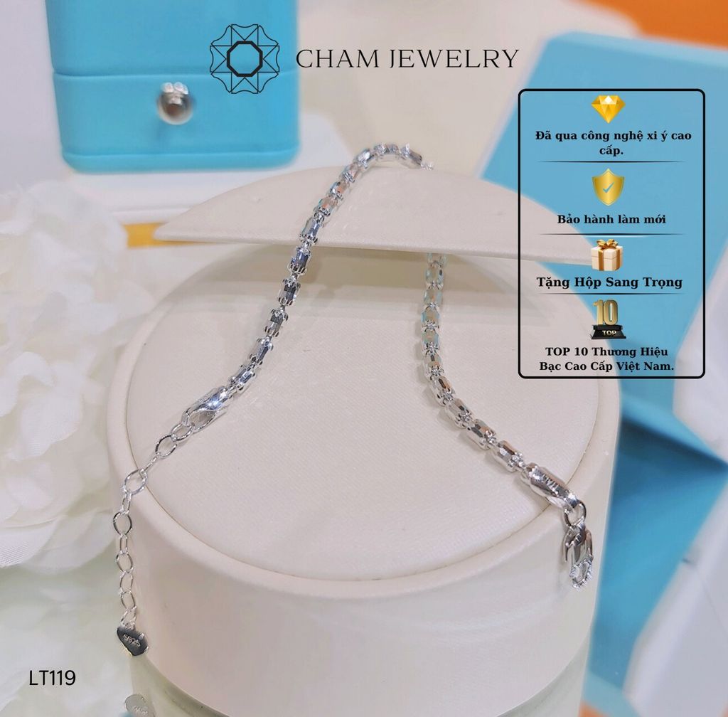 Lắc Tay CHAM JEWELRY LT119, Lắc Bi Ý 3.0mm Free Size (Barcode TLT995).