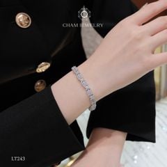 Lắc Tay LT243 CHAM JEWELRY, Full Xoàn Vuông Hoa Chủ 3.0mm(Barcode TLT1048).