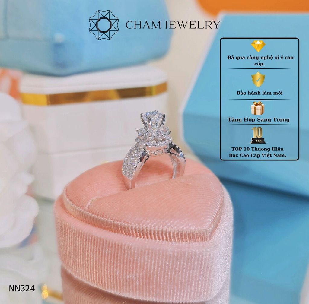 Nhẫn NN324 CHAM JEWELRY, Chủ 6.0mm ( Barcode TNN1072).